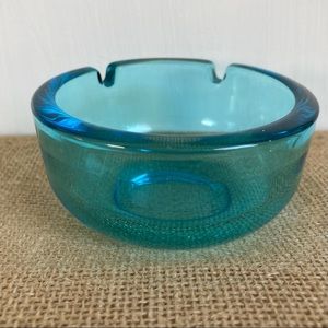 Vintage Blue Glass Ashtray